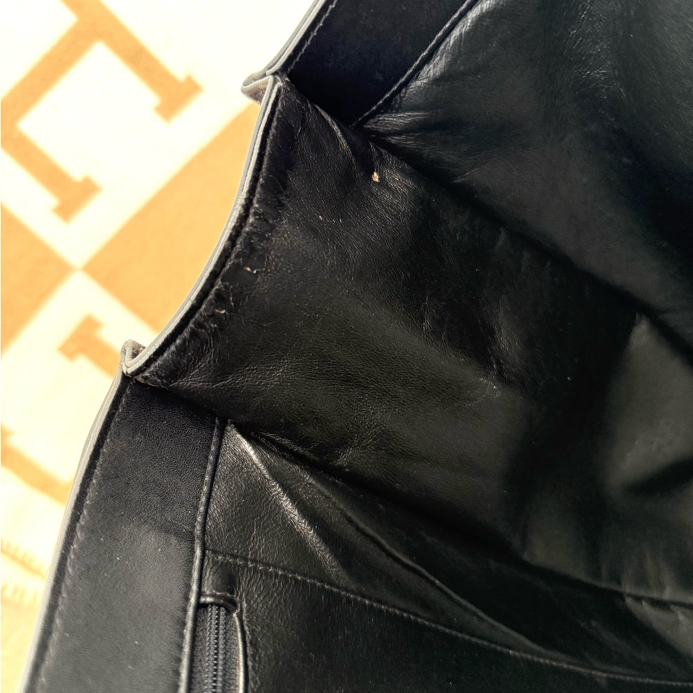 Authentic CHANEL black leather tote bag large gold GG chain straps - Picture 12 of 16